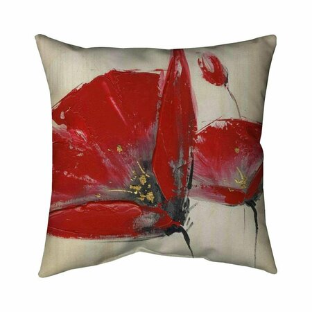 BEGIN HOME DECOR 20 x 20 in. Three Red Flowers-Double Sided Print Indoor Pillow 5541-2020-FL38